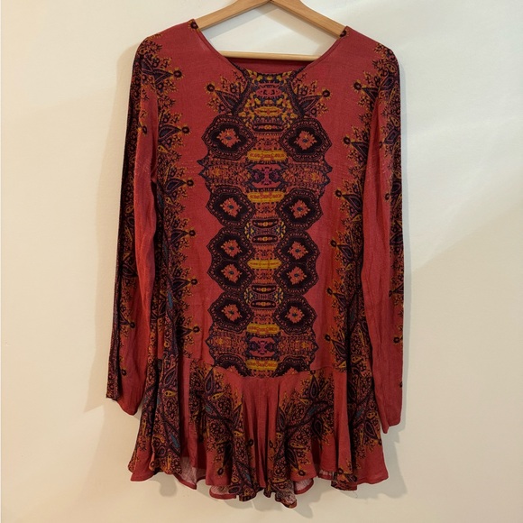 Free People Smooth Talker Tunic Dress In Mirrored Tile Print Small - Picture 4 of 6